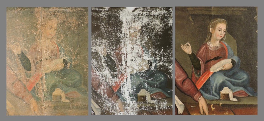 El antes y después de la obra «La Sagrada Familia en el Taller de Nazaret»